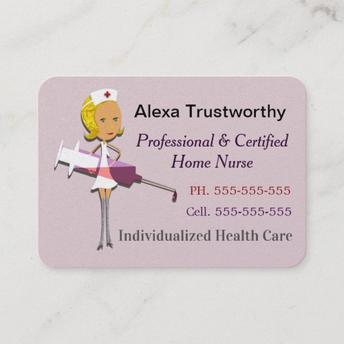 Private Nurse Professional Rosebud Color Large Business Card