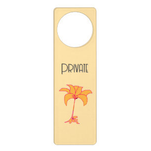 PRIVATE Orange Floral Beige  Door Hanger