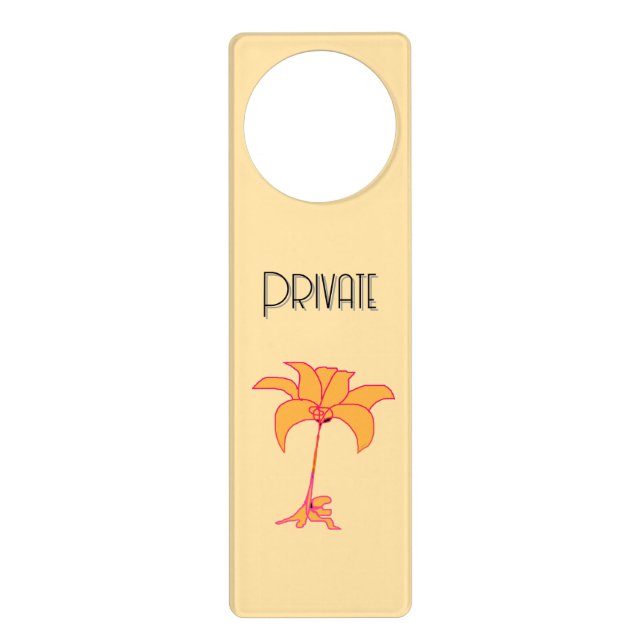 PRIVATE Orange Floral Beige  Door Hanger (Front)