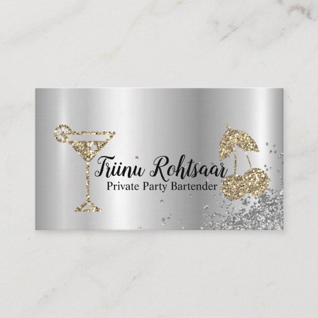 Private Party Bartender Bar Catering Drinks Business Card (Front)