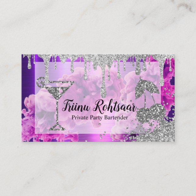 Private Party Bartender Bar Catering Drinks Business Card (Front)