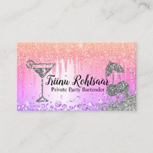 Private Party Bartender Bar Catering Drinks Business Card