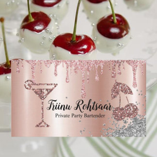 Private Party Bartender Bar Catering Drinks Business Card