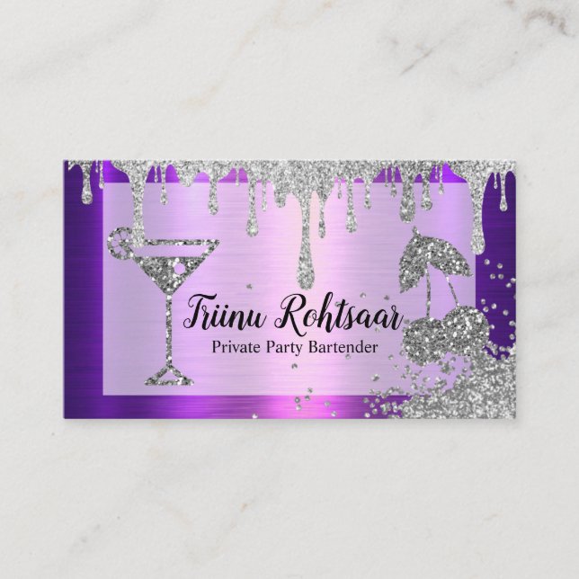 Private Party Bartender Bar Catering Drinks Business Card (Front)