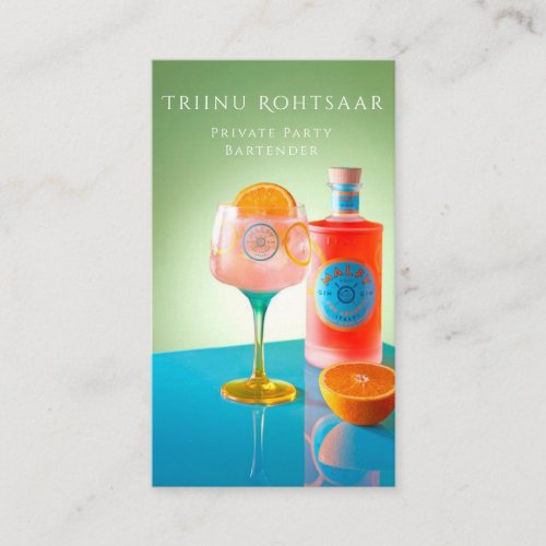 Private Party Bartender Coctails Business Card