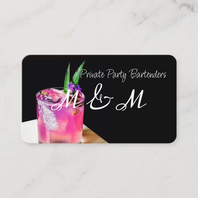 Private Party Bartender For Your Special Event Business Card (Front)