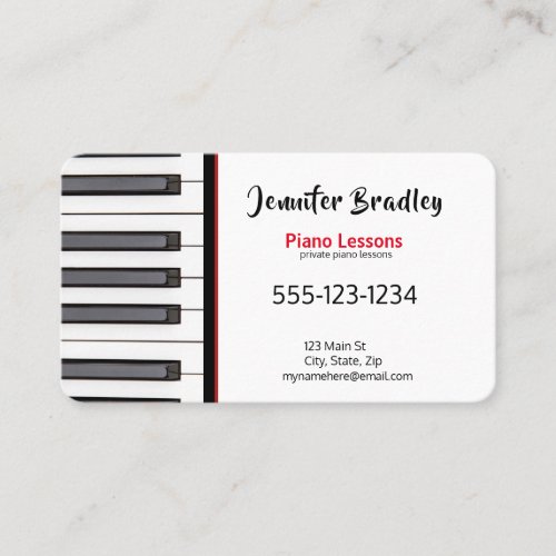 Private Piano Teacher Business Cards