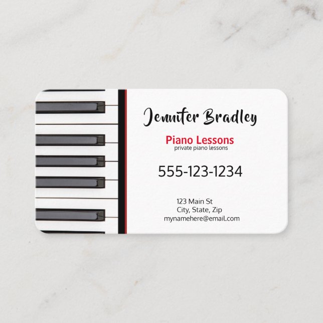 Private Piano Teacher Business Cards (Front)