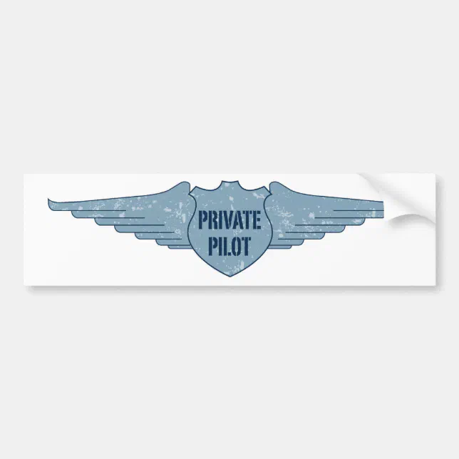 Private Pilot Blue Wings Bumper Sticker | Zazzle