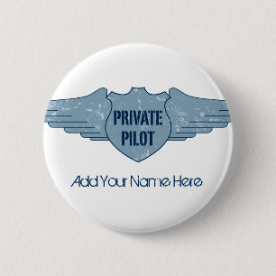 Private Pilot Blue Wings Pinback Button