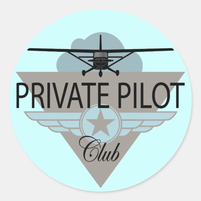 Private Pilot Club Classic Round Sticker (Front)