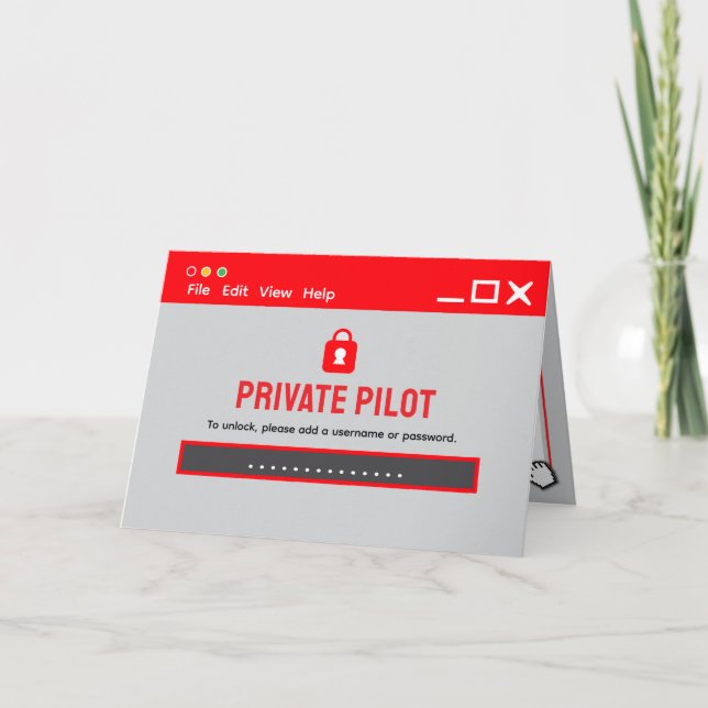 Private Pilot Log-In Congratulations Card (Front)