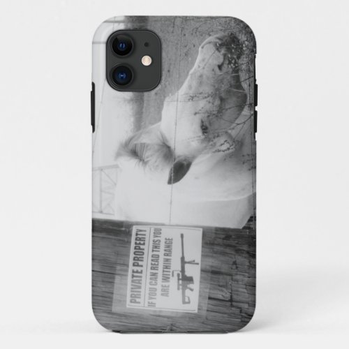 Private Property horse black  white iPhone 11 Case