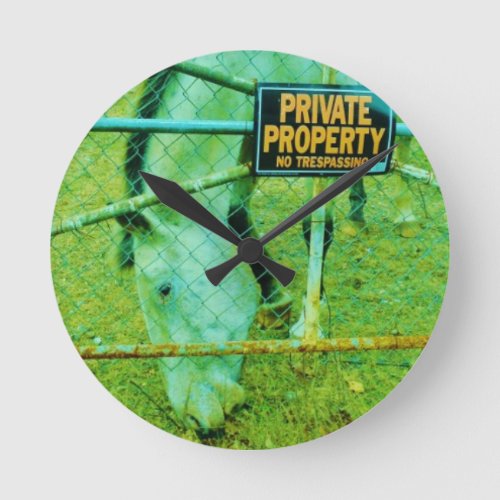 Private Property Horse Round Clock