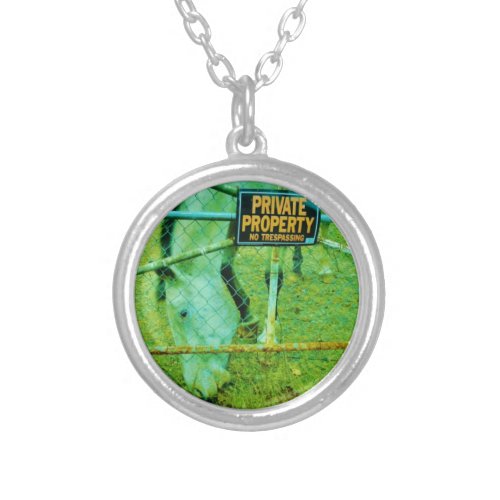 Private Property Horse Silver Plated Necklace