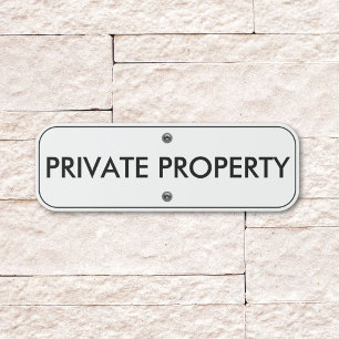 Private Property Modern Black White Outdoor Metal Sign