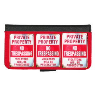 Private property sign iPhone 8/7 wallet case