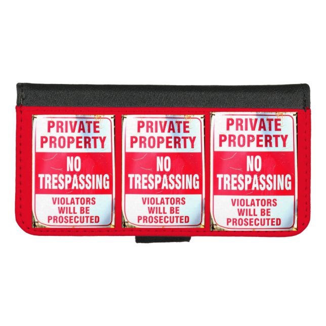 Private property sign iPhone wallet case (Front (Horizontal))