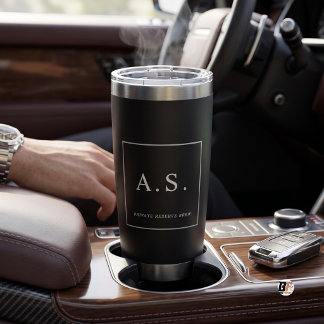 Private Reserve Faux Leather Monogram Black Insulated Tumbler