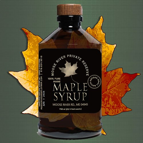 Private Reserve Maple Syrup Black with Gold Leaf   Square Sticker