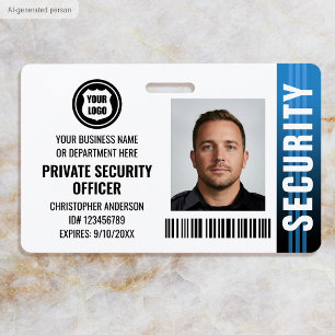 Private Security Guard Officer ID Photo Logo Blue Badge