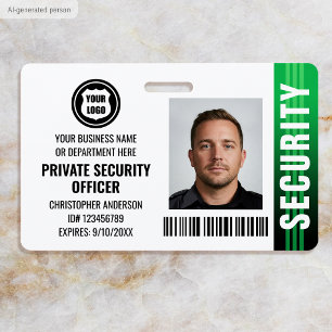 Private Security Guard Officer ID Photo Logo Green Badge