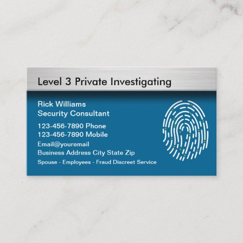 Private Security Investigator Business Cards