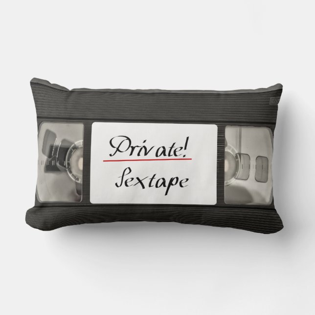 Private sextape! Naughty VHS tape retro design Lumbar Pillow (Front)