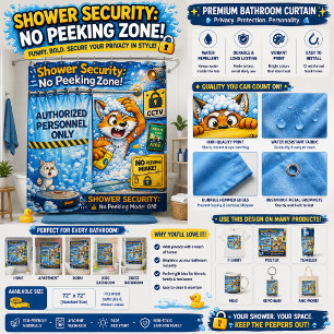 Private Shower Time Funny Bathroom Humor Cartoon Curtain