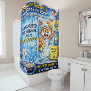 Private Shower Time   Funny Bathroom Humor Cartoon Curtain