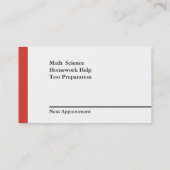 Private Teacher Tutor Appointment Card (Back)