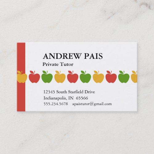 Private Teacher Tutor Business Cards