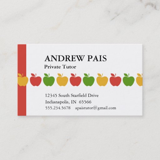 Customizable Private Teacher Tutor Business Cards