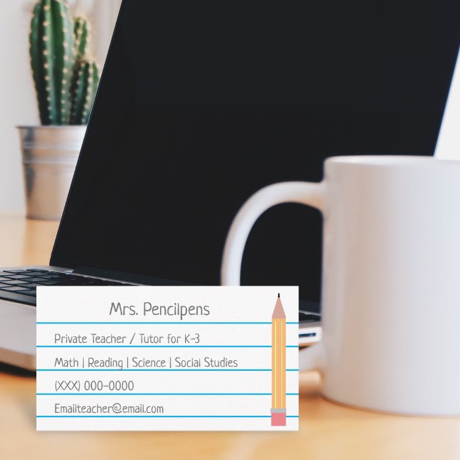 Private Teacher Tutor Personalized Flashcard Business Card (Creator Uploaded)