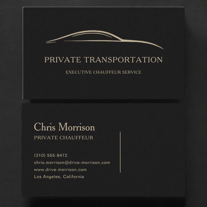Private Transportation Black Gold Business Card