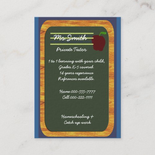 private tutor business card template