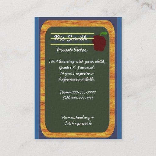 Customizable private tutor business card template