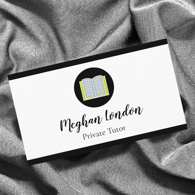 Private Tutor Teacher Educator Minimalistic Book Business Card (Creator Uploaded)