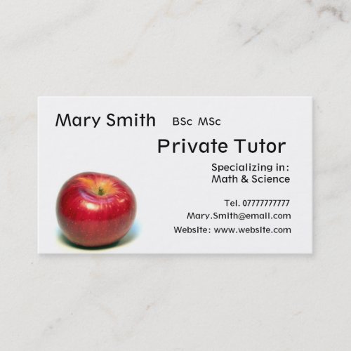 Private Tutor / Teacher / Personal Tutor business Business Card Template