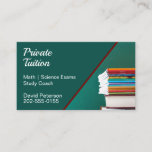 Private Tutor Teacher Tuition Business Card<br><div class="desc">A striking business card featuring a stack of books on a teal background. This great card would work well for private tutor services,  exam study coaching businesses or other education organizations. Easy to personalize with your own company information.</div>