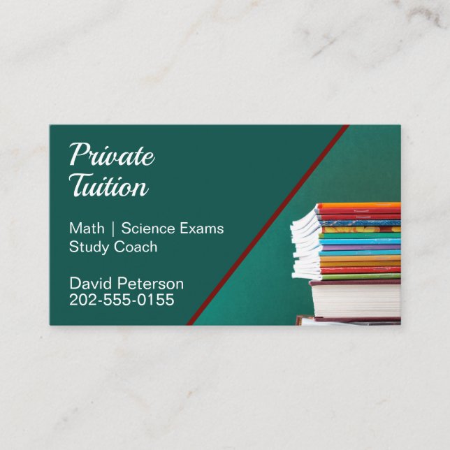 Private Tutor Teacher Tuition Business Card (Front)