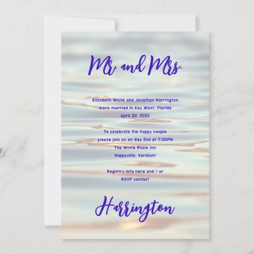 Private Wedding Reception Only Water Background Invitation
