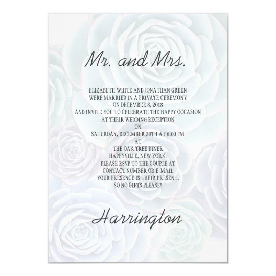 Private Wedding Reception Succulents Invitation Zazzle Com