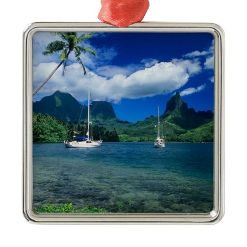 Private yachts anchored in Opunohu Bay on the Metal Ornament