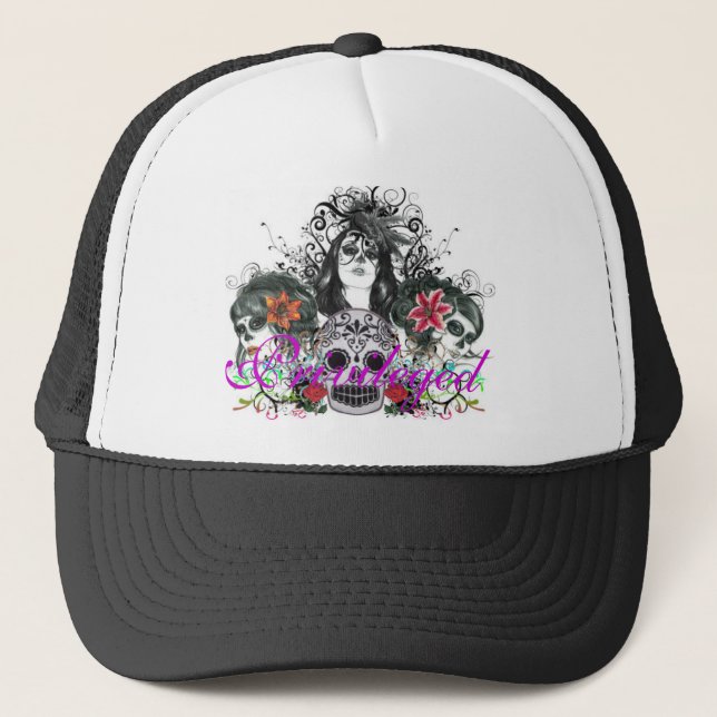 Privileged Dia De Los Muertos Trucker Hat (Front)
