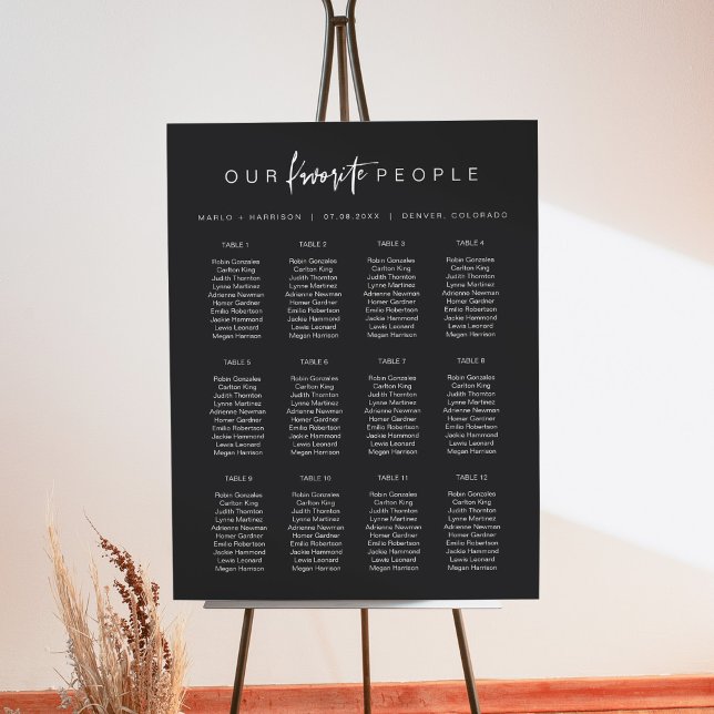 PRIYA Modern Black Contemporary Wedding Seating Foam Board (Creator Uploaded)