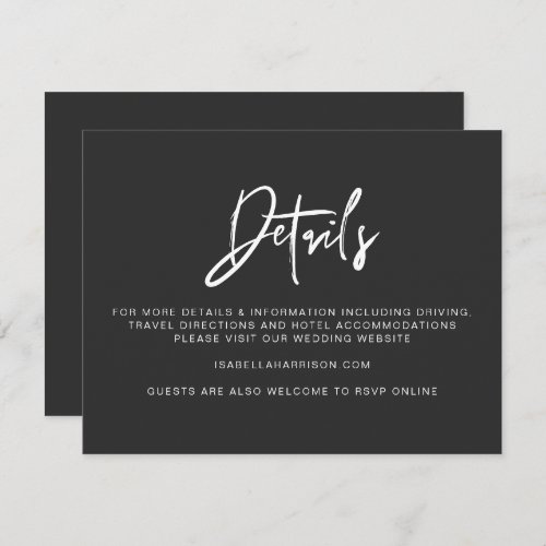 PRIYA Modern Black Wedding Details Card