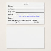 Prize Drawing Entry Cards (Consumer Shows) (Front & Back)