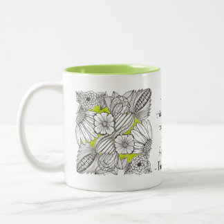 Prized Friendship with Abstract Flower Doodle Two-Tone Coffee Mug