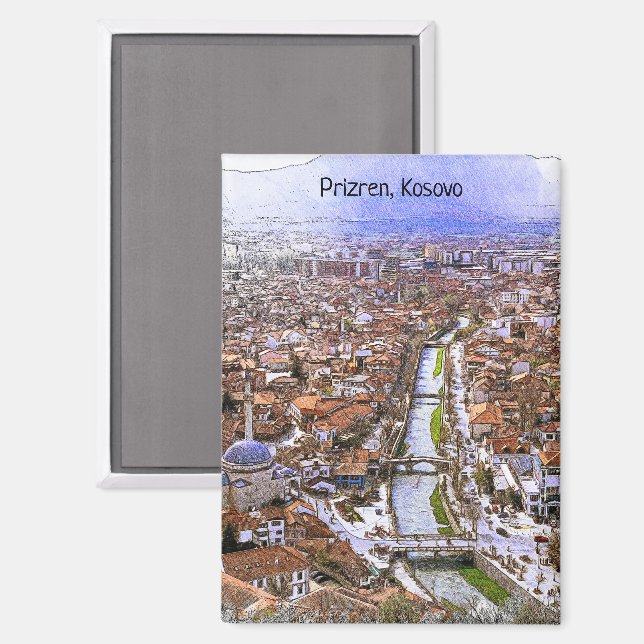 Prizren Kosovo City View Magnet (Front/Back)